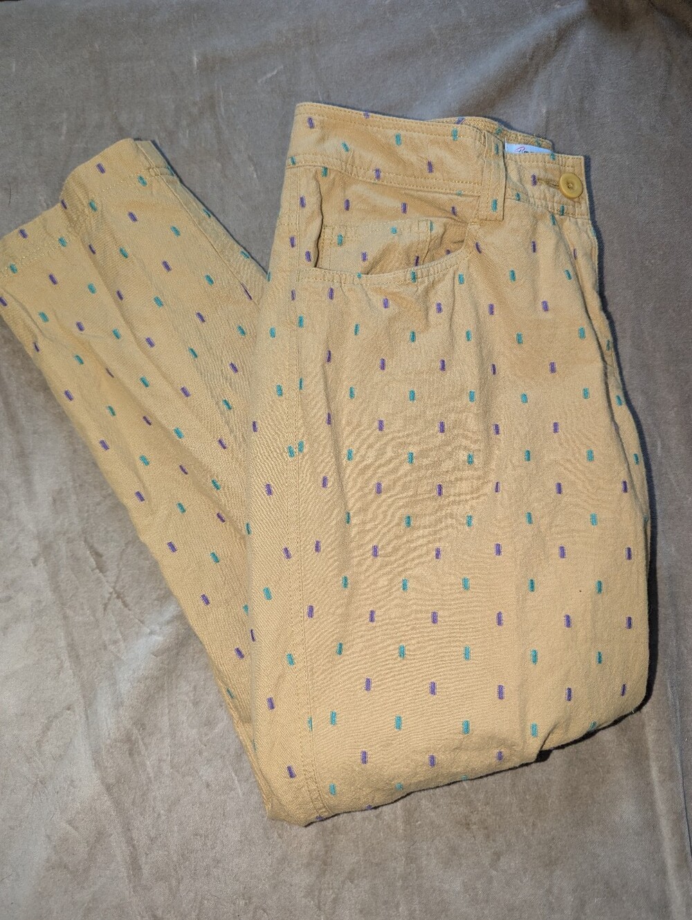 Early 90s Attitudes Colorful Embroidered Cotton Pants